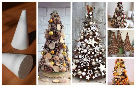 Infografika: Nástroje a materiály pre výrobu filcového stromčeka (filc, polystyrénový kužeľ, drevený stojan, nožnice, tavná pištoľ)