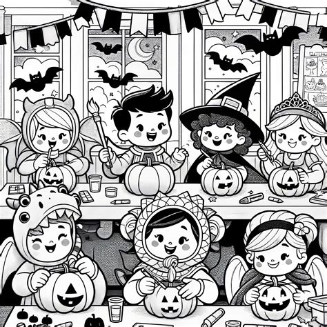 Tematická ilustrácia Halloweenu s tekvicami a kostýmami