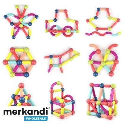 koláž rôznych typov magnetických stavebníc (Smartmax, GeoSmart, Tegu, Magna-Tiles)