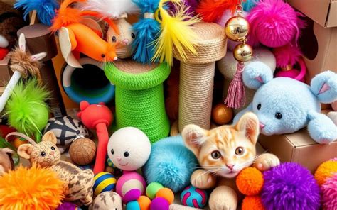 Tematické foto s vianočnými darčekmi pre mačky (škrabadlo, hračky, konzervy)