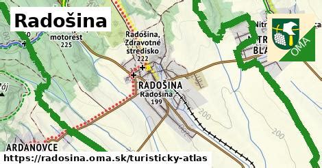 Mapa obce Radošina s vyznačeným kultúrnym domom