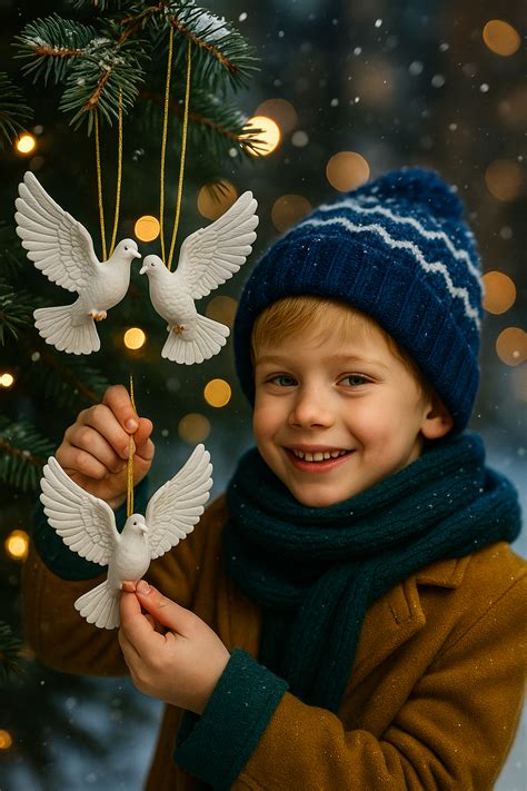 set bielych vianočných holubíc 