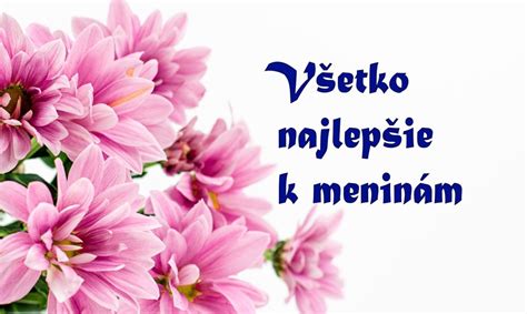 Tematické foto: kvety a pohľadnica s blahoželaním k meninám