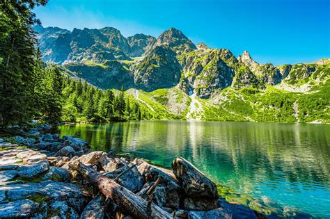 Morskie Oko v poľských Tatrách s okolitými horami