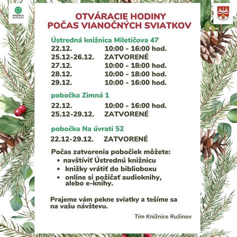 infografika s prehľadom otváracích hodín Telekomu počas vianočných sviatkov