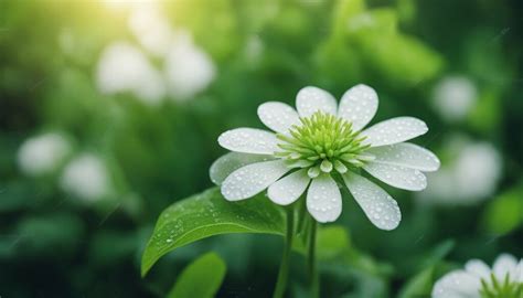 Detailná fotografia perličky na kvete (symbol jemnosti a nového rastu)
