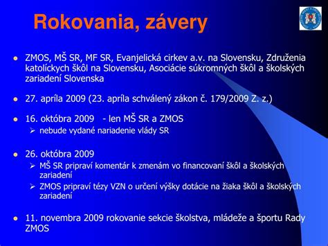 Harmonogram rokovania ZMOS