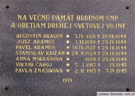 Pamätná tabuľa obetiam druhej svetovej vojny a SNP v Bzinciach pod Javorinou