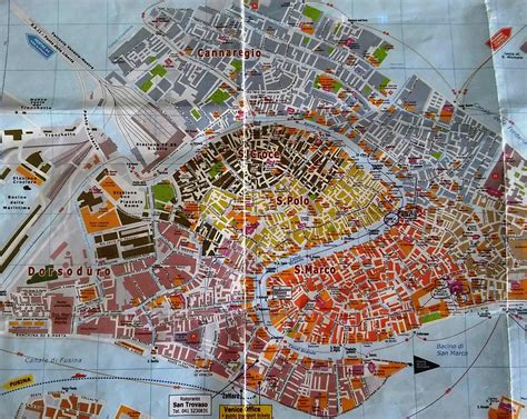 Mapa Benátok s vyznačenými pamiatkami