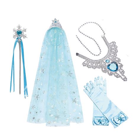 Sada doplnkov pre kostým Elzy - korunka, prútik, rukavičky