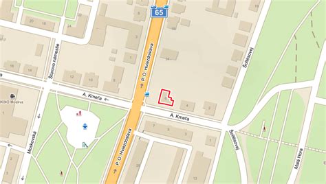 Mapa s vyznačenou polohou svadobného salónu a okolitými prevádzkami