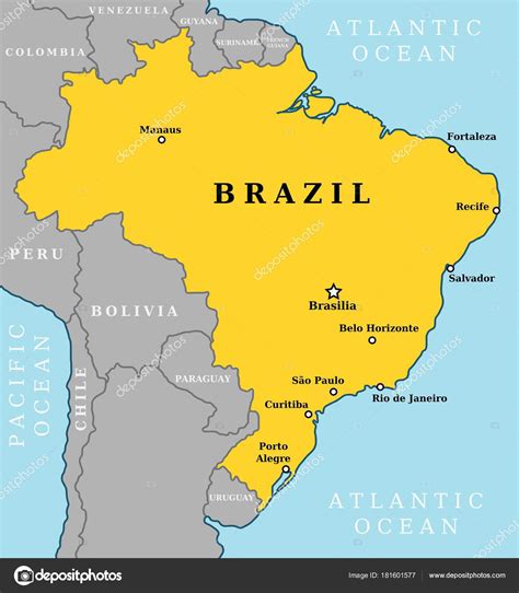 mapa Brazílie s vyznačeným Rio de Janeirom a historickými obchodnými cestami