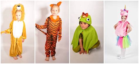 Zoskupenie detí v rôznych karnevalových maskách ako princezné, zvieratká a rozprávkové bytosti