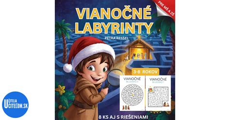 Infografika zobrazujúca rôzne typy vianočných aktivít pre deti - od labyrintov až po vyfarbovanie podľa čísiel
