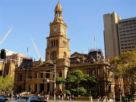 Interiér Sydney Town Hall s pódiom a orchestrom