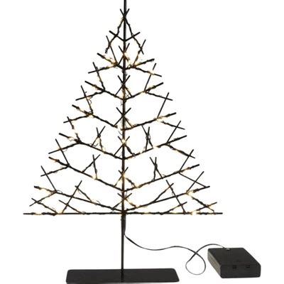 Čierny LED vianočný stromček JINGLOO (33 cm) s teplým bielym svetlom