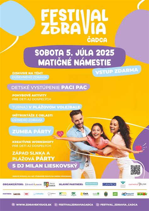 Infografika: Program Festivalu zdravia s časovým rozvrhom a typmi aktivít