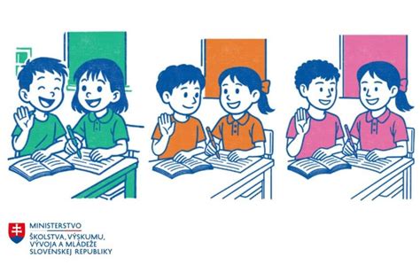 Ilustrácia učiteľa s deťmi v triede, symbolizujúca vedenie a podporu