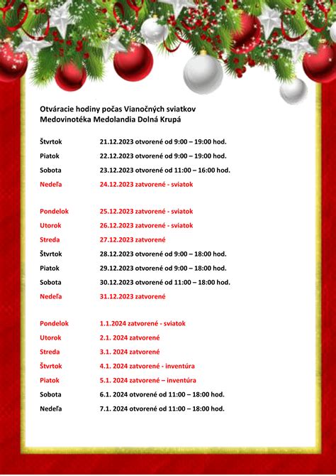 Infografika znázorňujúca otváracie hodiny hlavných obchodných reťazcov počas vianočných sviatkov v prehľadnej časovej osi.