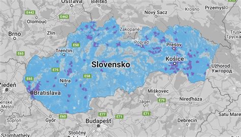 Schéma pokrytia Rádia SiTy v Bratislave s vyznačenými frekvenciami