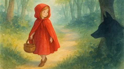 Ilustrácia: divadelná scéna s bábkami z rozprávky Červená čiapočka