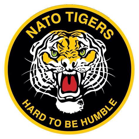 Infographic showing the logo of the NATO Tiger Association and a Mi-24 in a tiger livery