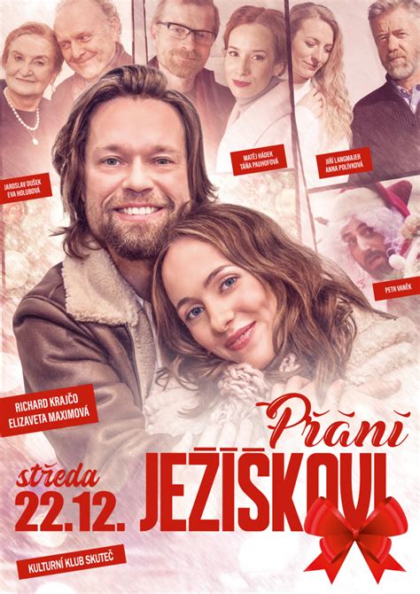 Záber z českého vianočného filmu Přání Ježíškovi, postavy pri stretnutí alebo vianočnej scéne