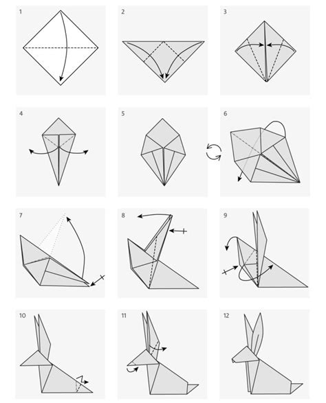 Ukážka skladania origami zajačika z papiera