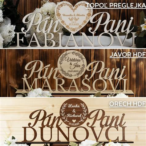 Príklady personalizovaných drevených nápisov na svadobný stôl