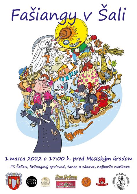 Tematická ilustrácia fašiangového sprievodu v historickom mestskom prostredí