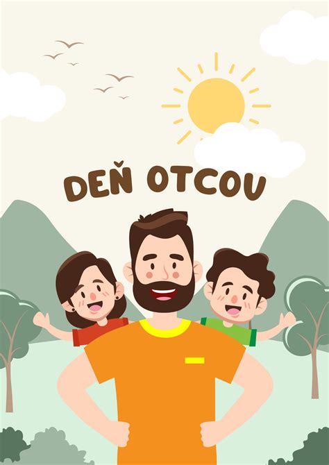 Ilustrácia rodiny s otcom, oslavujúca Deň otcov