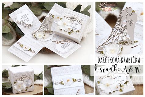 Elegantná svadobná darčeková krabička v bielej farbe s monogramom, plná porcelánu a sviečok