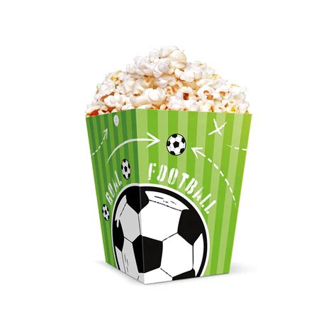 krabičky na chipsy a popcorn s futbalovým motívom