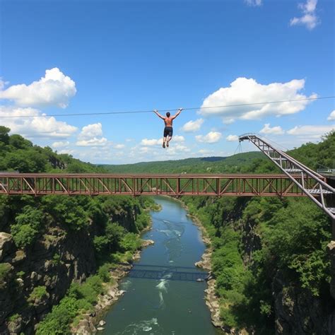 Fotografia muža, ktorý sa pripravuje na bungee jumping