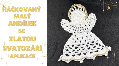 Hotový naškrobený háčkovaný anjelik s trblietkami