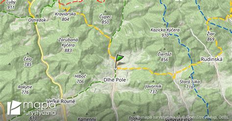 Mapa obce Dlhé Pole s vyznačením okolitých pohorí