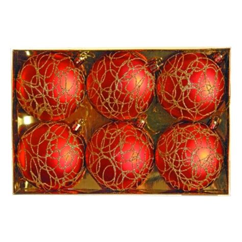 Ilustrácia: červeno-zlaté vianočné gule a ozdoby