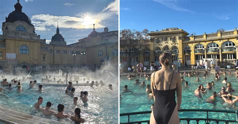 Ľudia oslavujúci Silvester v termálnych kúpeľoch Széchenyi v noci