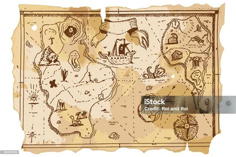 Obrázok: Mapa pokladu s rôznymi symbolmi a cestou
