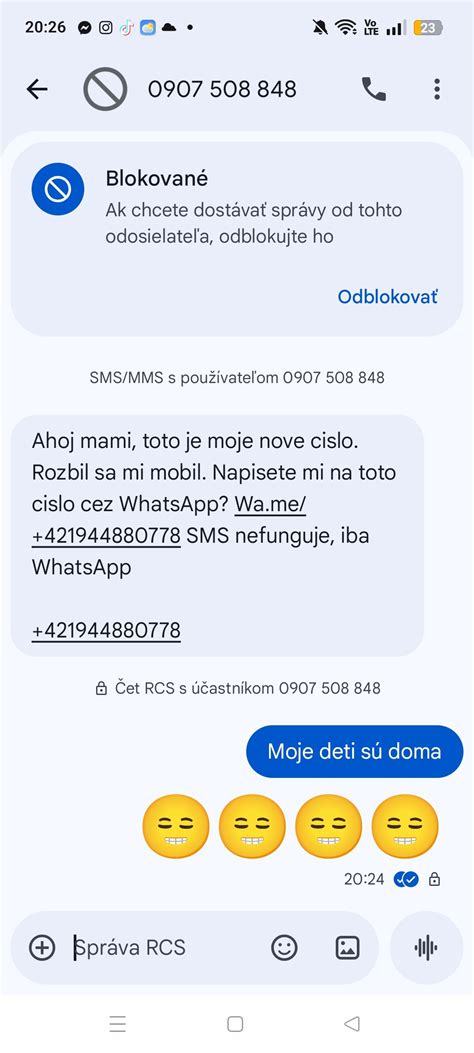 Mobil s textovou správou (SMS) pre deti