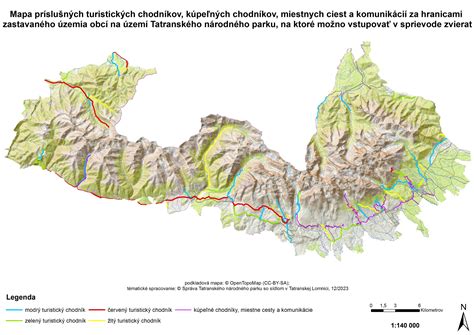 Mapa turistických trás v okolí Veľkého Polomu, zvýraznené modré a iné značky
