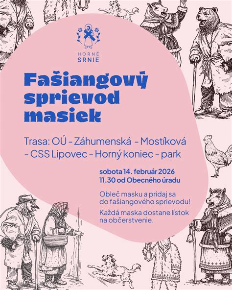 Ilustrácia tradičného fašiangového sprievodu masiek obchádzajúceho dedinu.