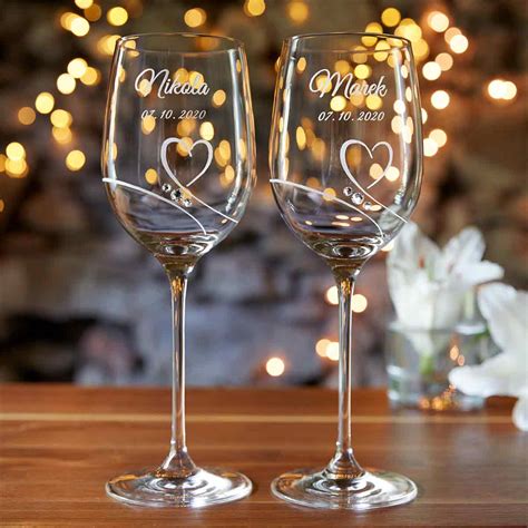 Gravírované poháre na víno s menami