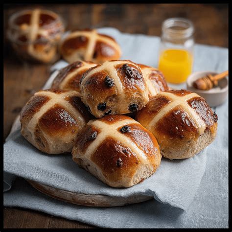 Detailná fotografia: Hot cross buns s vyrezaným krížom
