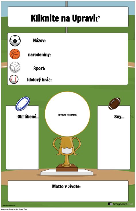 Nástenka so športovou tematikou a sloganom 