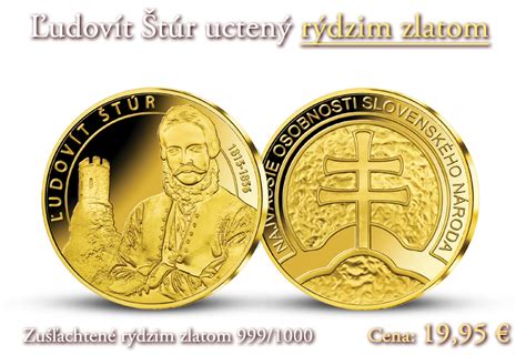 Detailná fotografia pamätnej dvojeurovej mince k 200. výročiu narodenia Ľudovíta Štúra