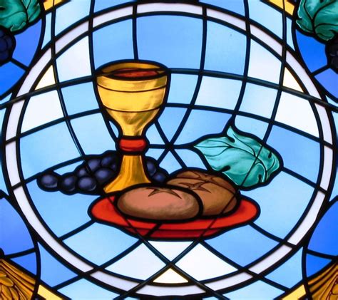 Ilustrácia Eucharistie a spoločenstva, chlieb a víno