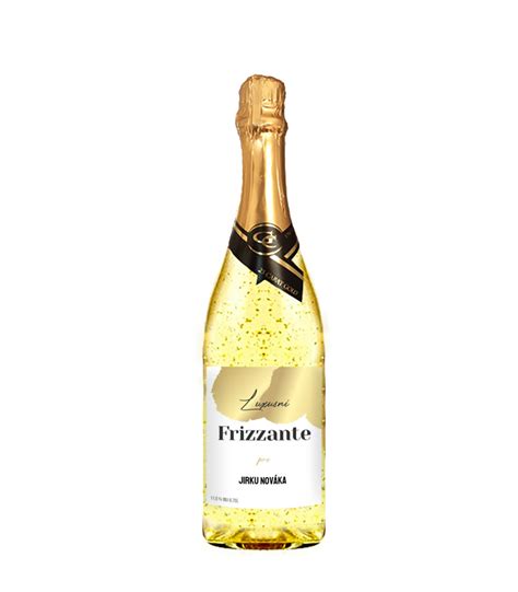 fľaša Gold Cuvee šumivého vína s jedlým zlatom a elegantnou etiketou