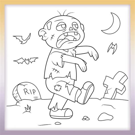 Tematické foto: Príklad vyfarbenej zombie omaľovánky s halloweenskym motívom