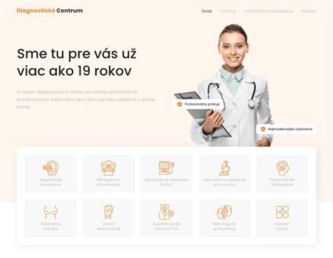 Schéma veterinárnej ambulancie zobrazujúca diagnostické vybavenie a priestory pre vyšetrenia